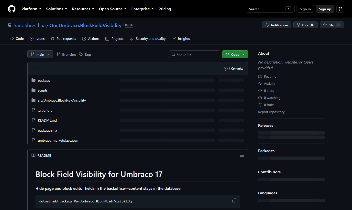 Block Field Visibility package